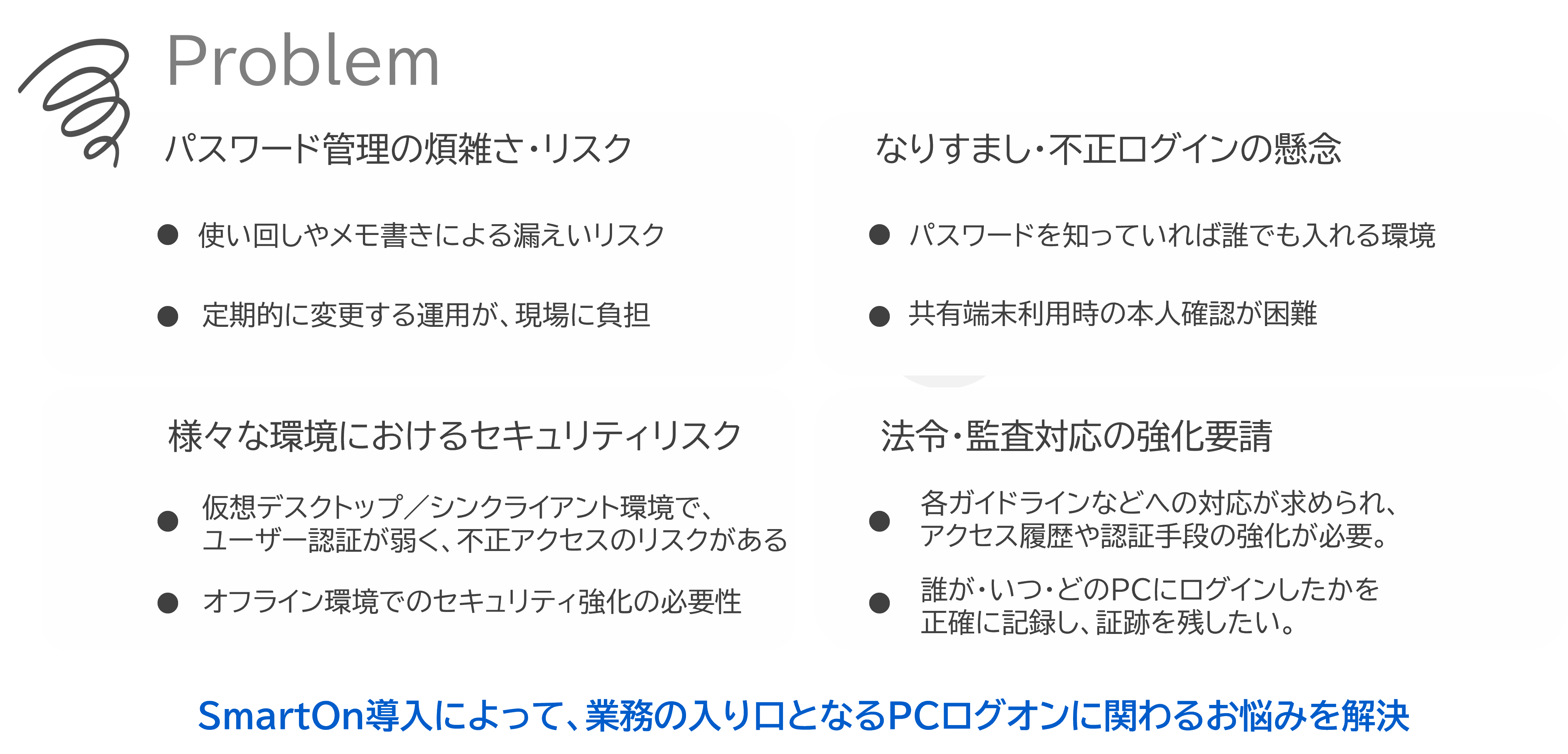 SmartOn導入前の課題