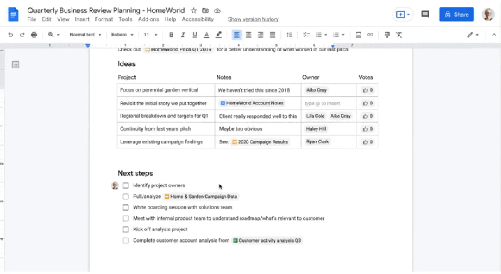 Googleドキュメント画面